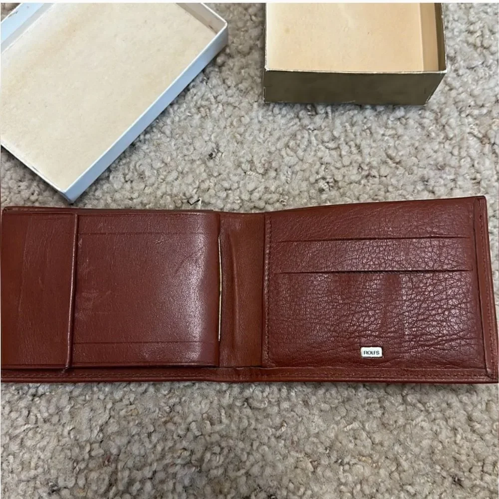 ROLFS Cowhide Leather Wallet From Montgomery Ward Dept Store 70's Vintage New